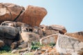 Hemakuta Hill Temple ancient ruins in Hampi, India Royalty Free Stock Photo