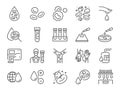 Hematology icon set. It included hematologist, blood, hemoglobin, cells, and more icons. Editable Vector Stroke.