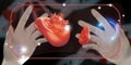 Hematopoietic vascular and leukemia vr glasses medical diagnostic screen Digital Interface Technology VR Metaverse 3d Illustration
