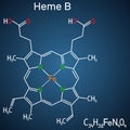 Heme B, haem B, protoheme IX molecule. It is component of hemoglobin, myoglobin, peroxidase and cyclooxygenase families of enzymes Royalty Free Stock Photo