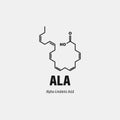 ÃÂ¡hemical structure of Alpha-linolenic Acid ALA Royalty Free Stock Photo