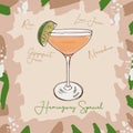 Hemingway Special Contemporary classic cocktail illustration. Alcoholic bar drink hand drawn vector. Pop art