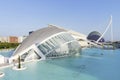 Hemisferic futuristic building panoramic view in the City of Arts and Sciences, Valencia, Spain