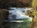Hemlock Waterfall glistens in sunlight at Cornell University Royalty Free Stock Photo