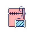 Hemming and seam repair RGB color icon Royalty Free Stock Photo