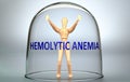 Hemolytic anemia can separate a person from the world and lock in an isolation that limits - pictured as a human figure locked