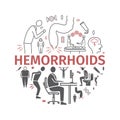 Hemorrhoids banner, icon Infographics. Vector signs for web graphics.