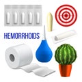 Hemorrhoids Medical Problem Collection Set Vector