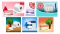 Hemorrhoids Suppositories Promo Banners Set Vector Illustration