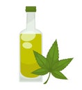 Hemp oil in bottle. Vector flat isolated icon Royalty Free Stock Photo