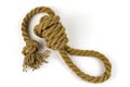 Hemp rope tied in a loop on a white background Royalty Free Stock Photo