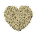 Hemp seed in heart shape isolated on white background Royalty Free Stock Photo
