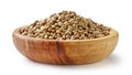 Hemp seeds in olive wood bowl