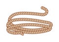 Hemp three strand rope coiled in a circular pattern vector illustration. Royalty Free Stock Photo