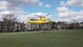 HEMS Air Ambulance performing air manoeuvres over Streatham Common, London