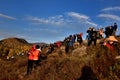 People waiting for the sunrise on the hillside of Hemu Village, Kanas Scenic Area, Xinjiang, China