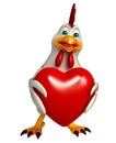 Hen cartoon character with heart Royalty Free Stock Photo