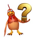 Hen cartoon character with question mark sign Royalty Free Stock Photo