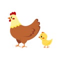 Hen and chick icon set isolated on white background. Royalty Free Stock Photo