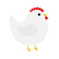 Hen chicken bird icon. Happy Easter. Cute cartoon funny kawaii baby chick character. Flat design. Greeting card. Yellow color. Royalty Free Stock Photo