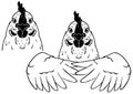 hen chicken head and wings line art
