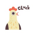 Hen Clucking, Cute Cartoon Farm Animal Making Cluck Sound Vector Illustration Royalty Free Stock Photo