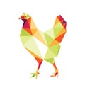 Colorful Hen Polygonal low poly logo icon. Chicken hen low poly vector