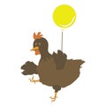 hen flying with balloon. Vector illustration decorative design Royalty Free Stock Photo