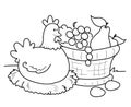 Hen with fruit basket