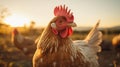 Hen Gazing At Sunset A Relatable Personality In Farm Security Administration Aesthetics Royalty Free Stock Photo