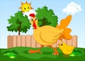 Hen and her son Royalty Free Stock Photo