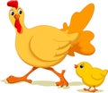 Hen and her son Royalty Free Stock Photo