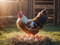 The hen is incubating her eggs, cinematic Royalty Free Stock Photo