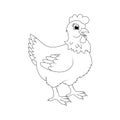 Hen outline cartoon character vector design isolated on white ba