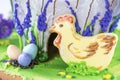 Hen and painted eggs, Easter Royalty Free Stock Photo