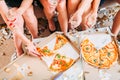 Girls hen party pizza sparkling wine celebration