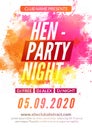 Hen-party flyer invitation design template. Girls event show deisgn. Ladies feminine night party flyer template