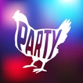 Hen party logotype with chicken silhouette and Royalty Free Stock Photo