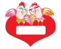 Hen and rooster in love.