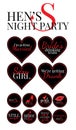 Hen`s Night Party Supplies Template. Hen;s Night Party Set, Wording Cards, Royalty Free Stock Photo