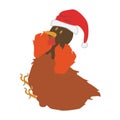 hen wearing santa cap. Vector illustration decorative design Royalty Free Stock Photo
