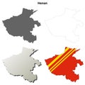 Henan blank outline map set