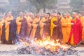 Tomb Sweeping Ceremony in Talin (Buddhist Pagoda Forest), Shaolin Temple in Dengfeng, Henan, China.