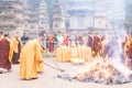 Tomb Sweeping Ceremony in Talin (Buddhist Pagoda Forest), Shaolin Temple in Dengfeng, Henan, China. 