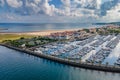 Hendaye, France - Sokoburu harbour and the beach Royalty Free Stock Photo