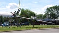 Historic aircraft on display at the main entrance of London R.A.F. Museum