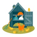 Henhouse on a green lawn vector illustration Royalty Free Stock Photo