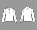 Henley shirt technical fashion illustration with buttoned placket, shoulder epaulettes, classic military style