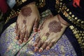 A Henna Art Red Colored on Woman Hands Royalty Free Stock Photo