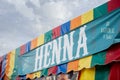 Henna art sign on vendor tent